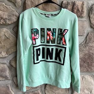 PINK VICTORIA'S SECRET | Light Mint Green Pink Logo Crew Neck Sweatshirt